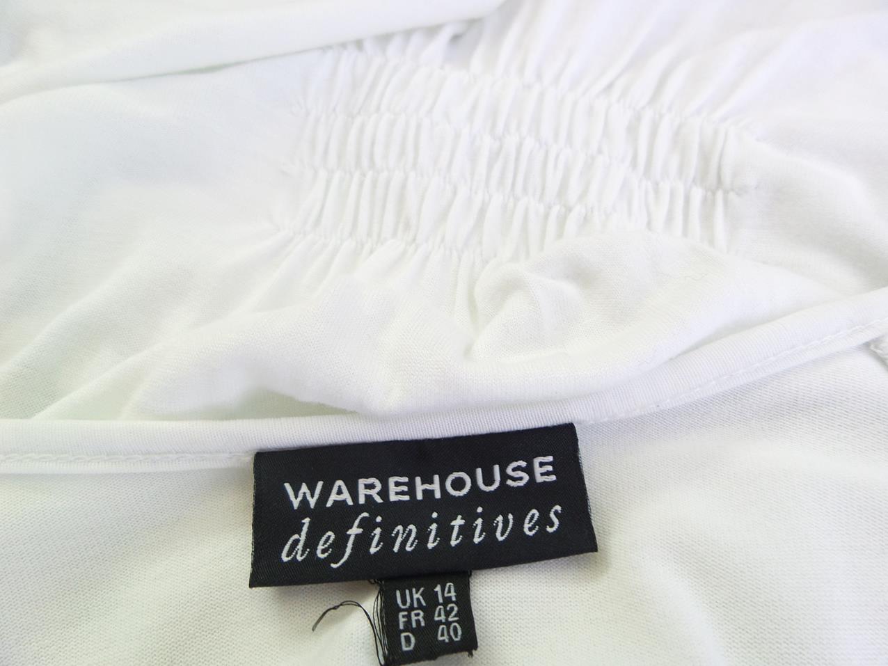 Warehouse Rozmiar 40 Kolor Biały Głęboki Serek Tunika Bluzka Krótki rękaw Materiał Wiskoza 100%