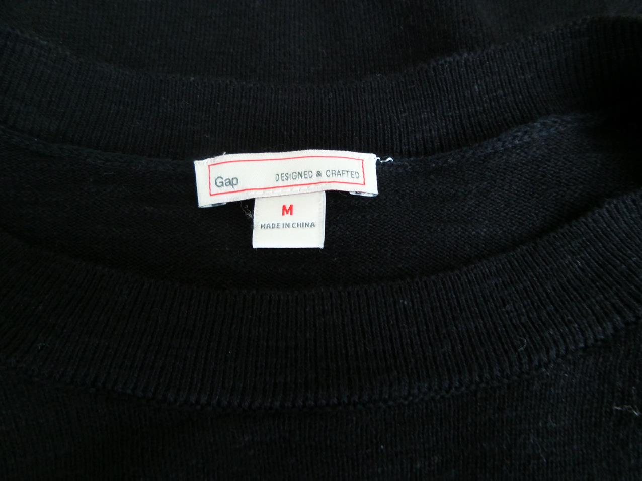 Gap Rozmiar M Kolor Czarny Crew Neck Sweter Długi rękaw Materiał Bawełna Cienka dzianina
