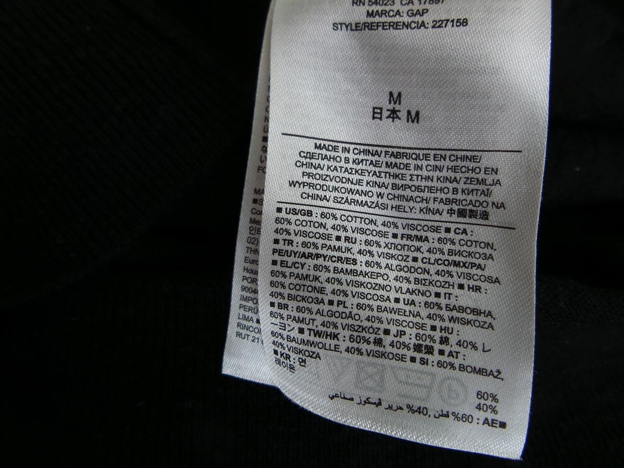 Gap Rozmiar M Kolor Czarny Crew Neck Sweter Długi rękaw Materiał Bawełna Cienka dzianina