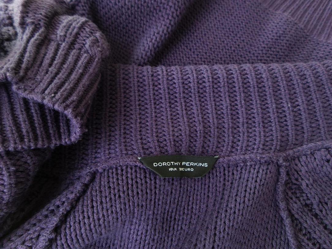 20180330_091832.jpg Dorothy perkins Rozmiar 38 Kolor Fioletowy Kołnierz Długi Zapinany Kardigan Krótki rękaw Materiał Akryl 100% Dzianina waflowa