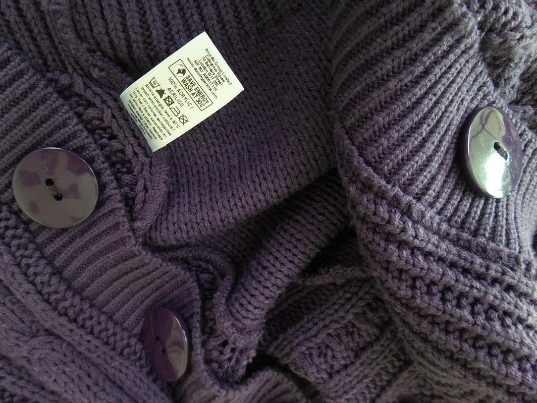 20180330_091842.jpg Dorothy perkins Rozmiar 38 Kolor Fioletowy Kołnierz Długi Zapinany Kardigan Krótki rękaw Materiał Akryl 100% Dzianina waflowa