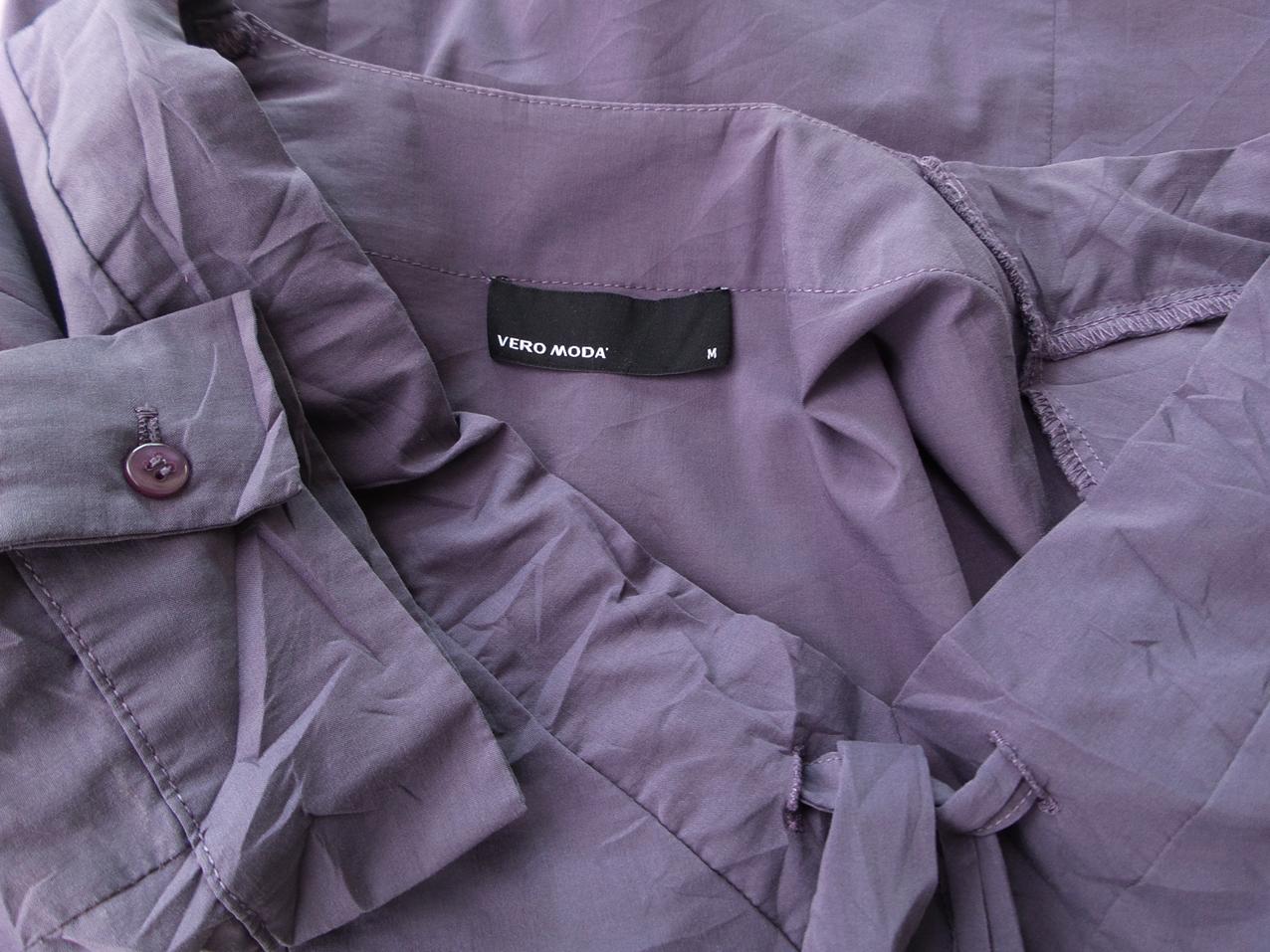 Vero moda Rozmiar M Kolor Fioletowy Okrągły dekolt Tunika Bluzka Rękaw 3/4