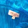 Angel Paris Rozmiar S/M Kolor Niebieski Okrągły dekolt Tunika Bluzka Krótki rękaw