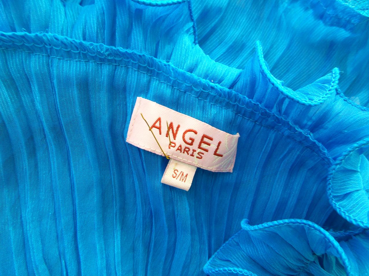 Angel Paris Rozmiar S/M Kolor Niebieski Okrągły dekolt Tunika Bluzka Krótki rękaw Angel Paris Rozmiar S/M Kolor Niebieski Okrągły dekolt Tunika Bluzka Krótki rękaw