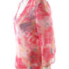 Vintage Rozmiar XL Kolor Różowy Floral Abstrakt Głęboki Serek Tunika Bluzka Rękaw 3/4