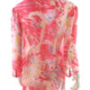 Vintage Rozmiar XL Kolor Różowy Floral Abstrakt Głęboki Serek Tunika Bluzka Rękaw 3/4