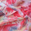 Vintage Rozmiar XL Kolor Różowy Floral Abstrakt Głęboki Serek Tunika Bluzka Rękaw 3/4