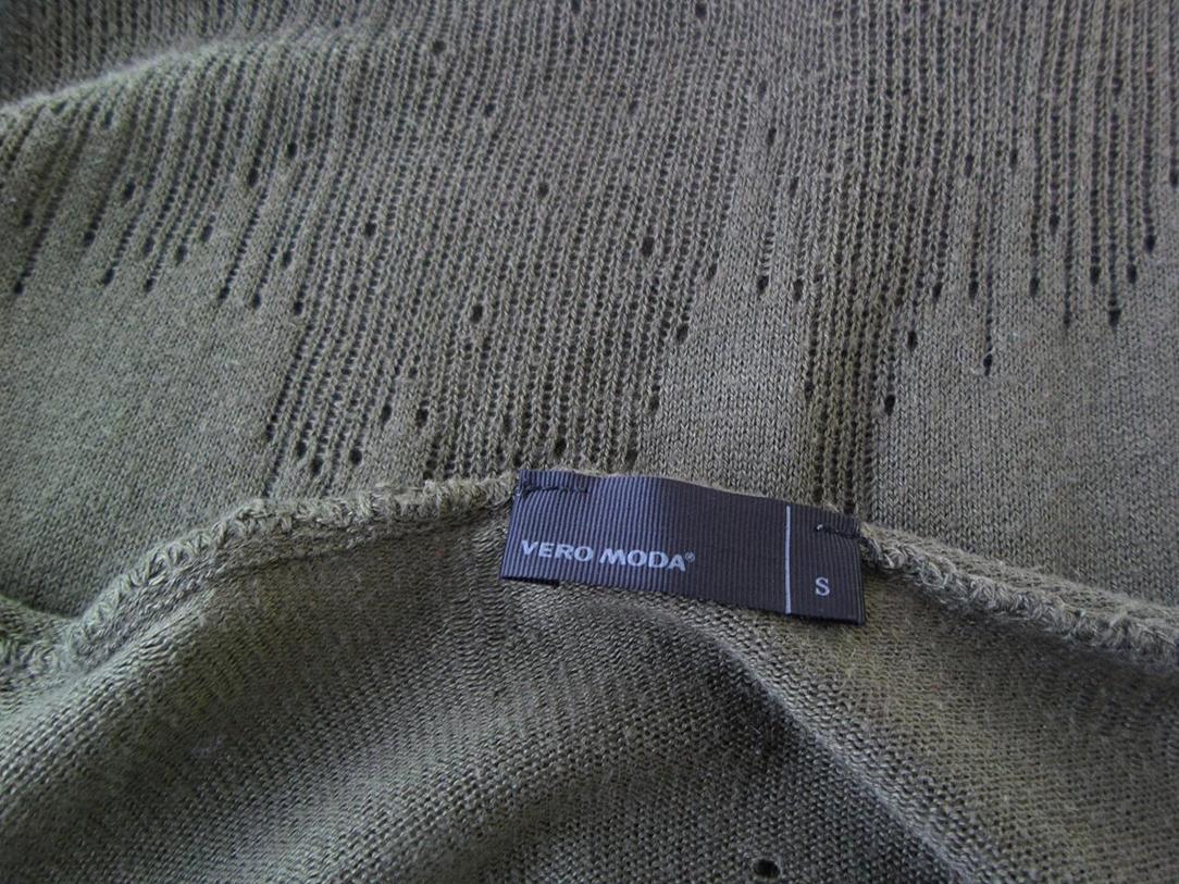 Vero moda Rozmiar S Kolor Zielony Drapowany dekolt Tunika Bluzka Dzianina Długi rękaw Materiał Bawełna
