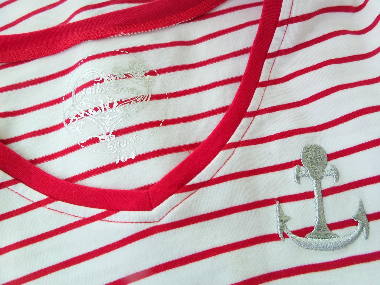 Sailor Love Rozmiar 164 Kolor Biały Pasy W serek Tunika Bluzka Długi rękaw Materiał Bawełna Sailor Love Rozmiar 164 Kolor Biały Pasy W serek Tunika Bluzka Długi rękaw Materiał Bawełna