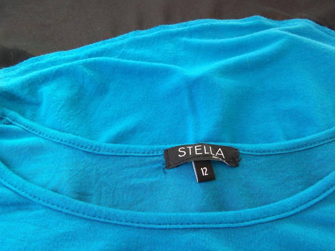 STELLA Rozmiar 12 (40) Kolor Niebieski W łódkę Tunika Bluzka Długi rękaw Materiał Wiskoza STELLA Rozmiar 12 (40) Kolor Niebieski W łódkę Tunika Bluzka Długi rękaw Materiał Wiskoza