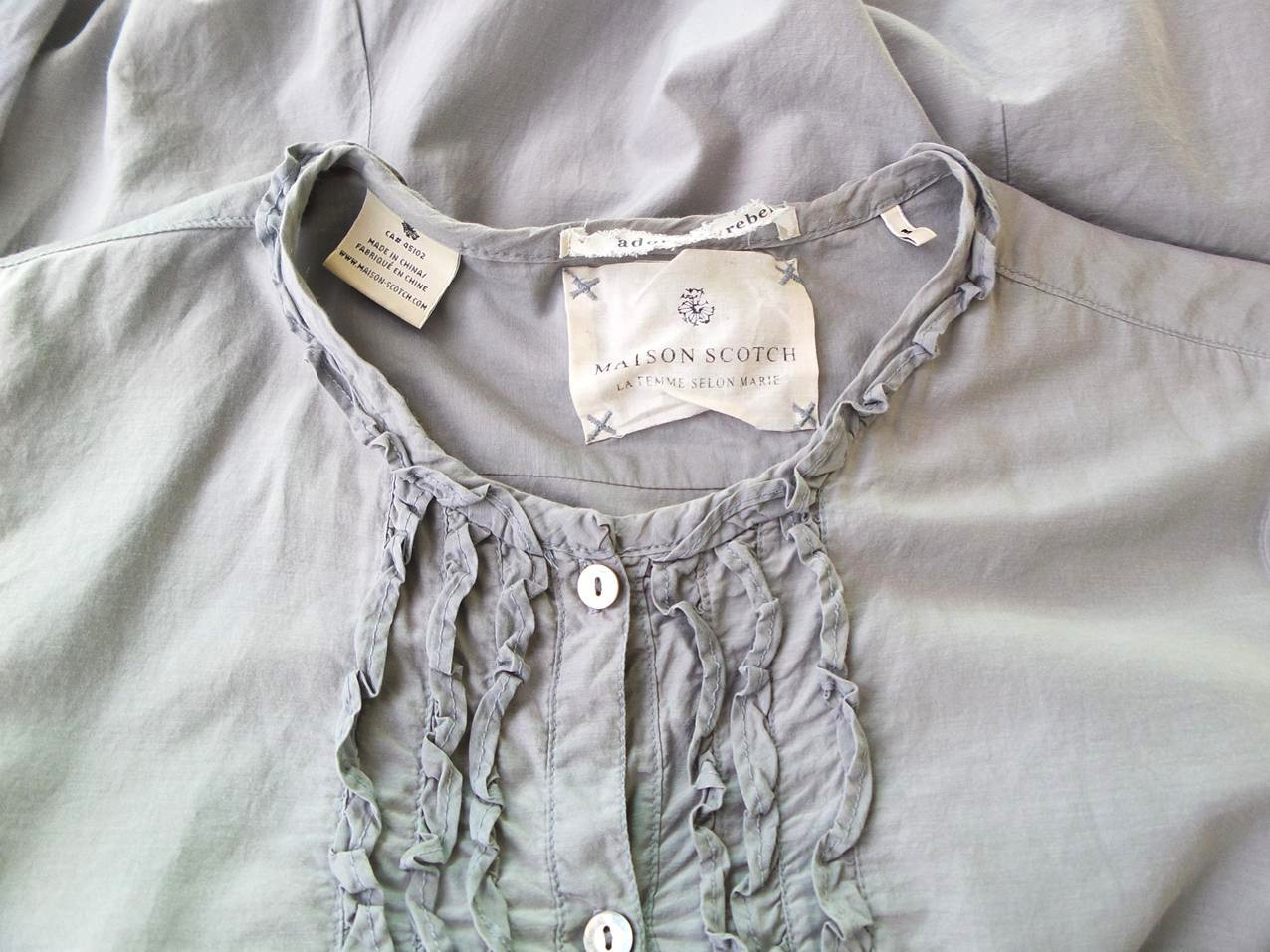 Maison scotch Rozmiar 3 Kolor Szary Crew Neck Tunika Popover Bluzka Długi rękaw Materiał Bawełna Maison scotch Rozmiar 3 Kolor Szary Crew Neck Tunika Popover Bluzka Długi rękaw Materiał Bawełna