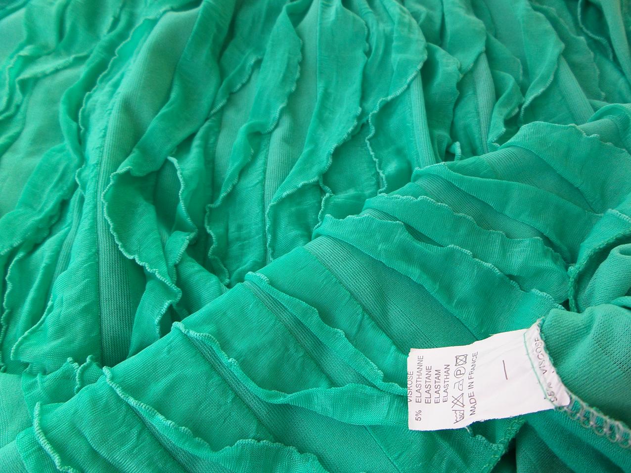 Vintage Rozmiar XL Kolor Zielony Okrągły dekolt Tunika Bluzka Krótki rękaw Materiał Wiskoza Vintage Rozmiar XL Kolor Zielony Okrągły dekolt Tunika Bluzka Krótki rękaw Materiał Wiskoza