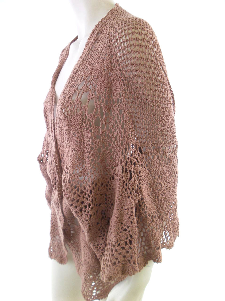 20180413_101718.jpg Topshop Rozmiar 38 Kolor Brązowy W serek Długi Otwarty Kardigan Rękaw 3/4 Materiał Bawełna 100% Otwarta dzianina