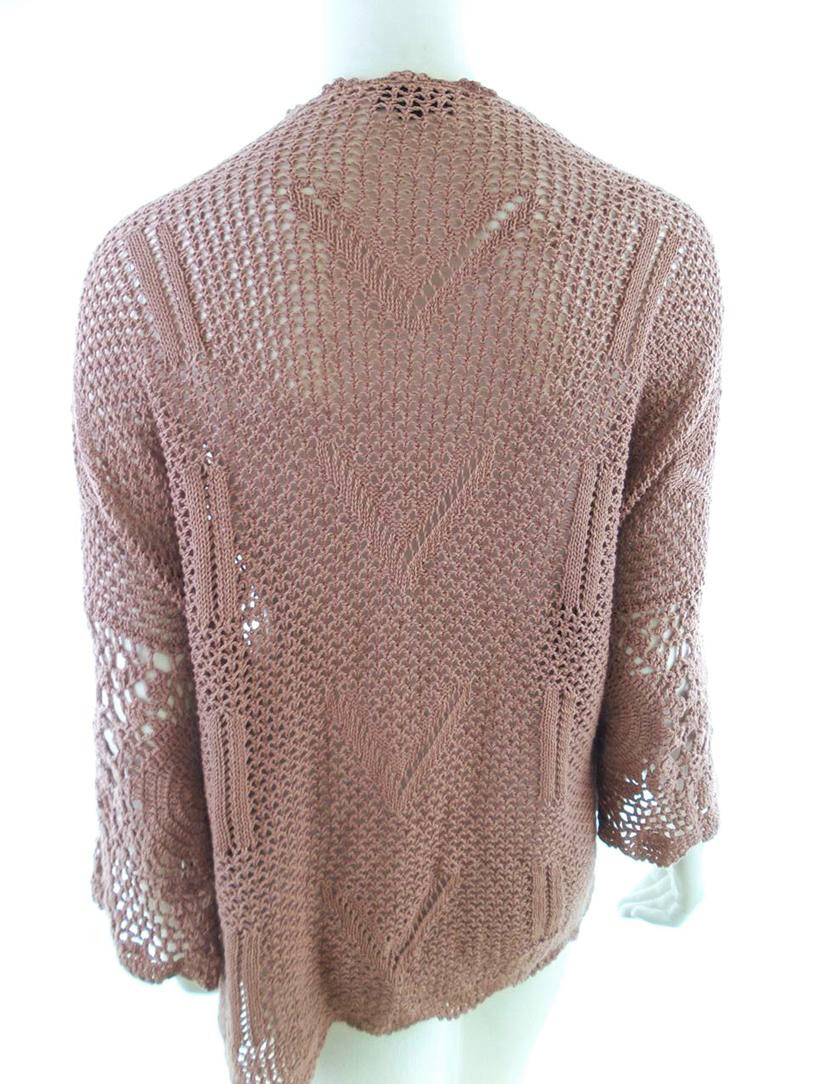 20180413_101724.jpg Topshop Rozmiar 38 Kolor Brązowy W serek Długi Otwarty Kardigan Rękaw 3/4 Materiał Bawełna 100% Otwarta dzianina