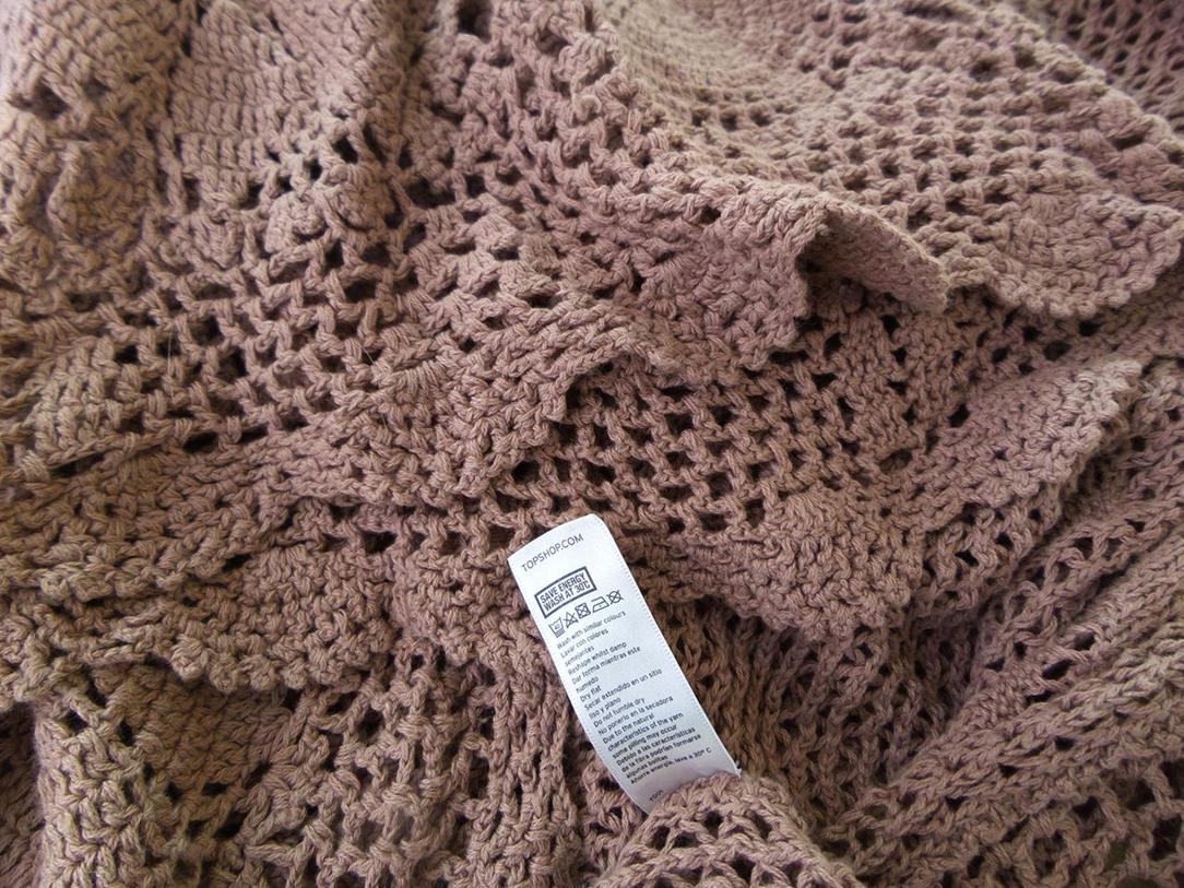20180413_101823.jpg Topshop Rozmiar 38 Kolor Brązowy W serek Długi Otwarty Kardigan Rękaw 3/4 Materiał Bawełna 100% Otwarta dzianina