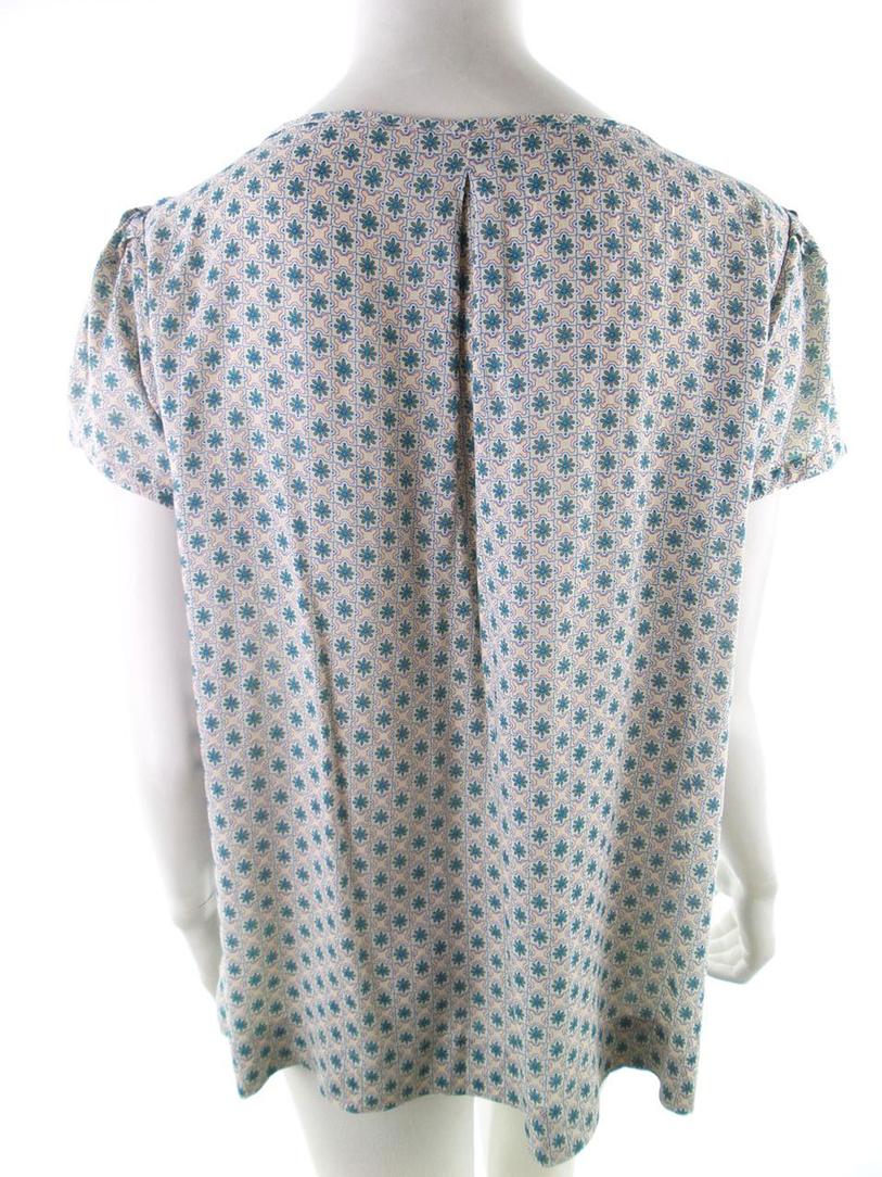 Vintage Rozmiar XXL Kolor Turkusowy Paisley Okrągły dekolt Tunika Bluzka Krótki rękaw Materiał Wiskoza 100% Vintage Rozmiar XXL Kolor Turkusowy Paisley Okrągły dekolt Tunika Bluzka Krótki rękaw Materiał Wiskoza 100%
