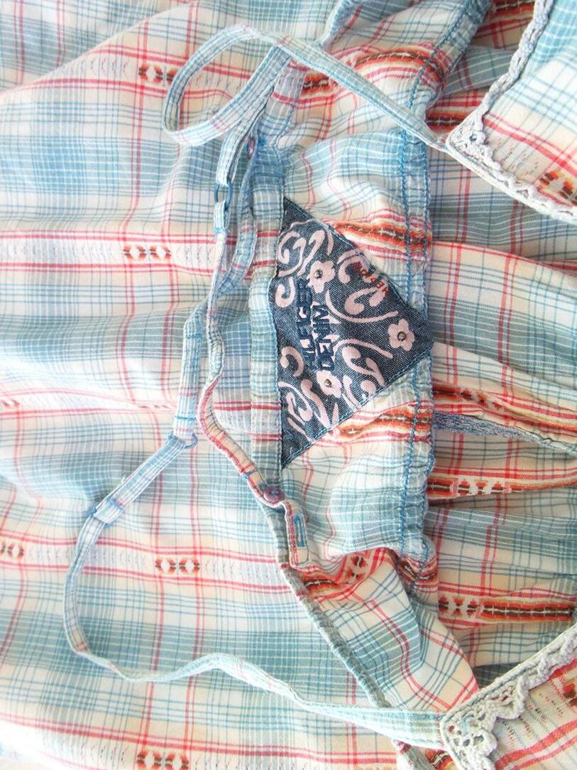 Hilfiger denim Rozmiar S Kolor Niebieski Krata W serek Tunika Bluzka Bezrękawnik Materiał Bawełna Hilfiger denim Rozmiar S Kolor Niebieski Krata W serek Tunika Bluzka Bezrękawnik Materiał Bawełna
