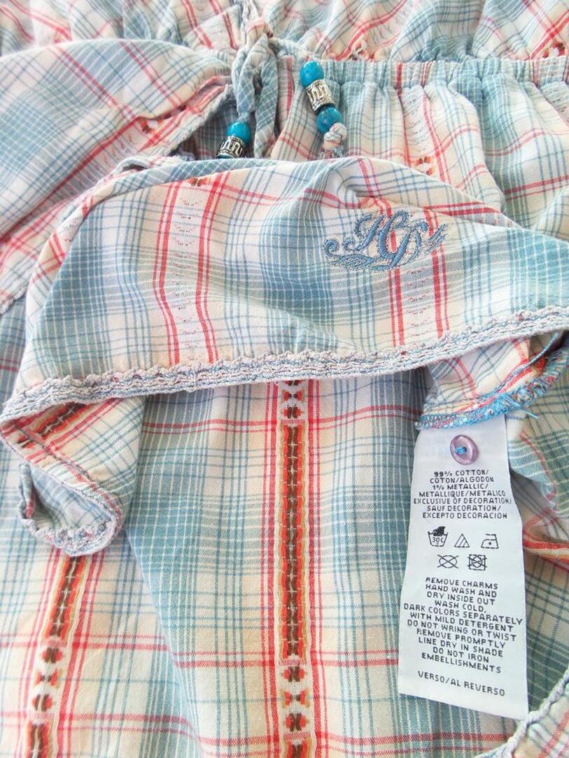 Hilfiger denim Rozmiar S Kolor Niebieski Krata W serek Tunika Bluzka Bezrękawnik Materiał Bawełna Hilfiger denim Rozmiar S Kolor Niebieski Krata W serek Tunika Bluzka Bezrękawnik Materiał Bawełna