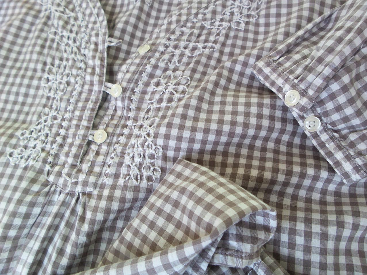 Mingel Rozmiar XL Kolor Beżowy Krata W serek Tunika Popover Bluzka Rękaw 3/4 Mingel Rozmiar XL Kolor Beżowy Krata W serek Tunika Popover Bluzka Rękaw 3/4