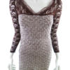 Tout Partout Rozmiar S Kolor Brązowy W serek Sukienka Bodycon Rękaw 3/4 Krótka
