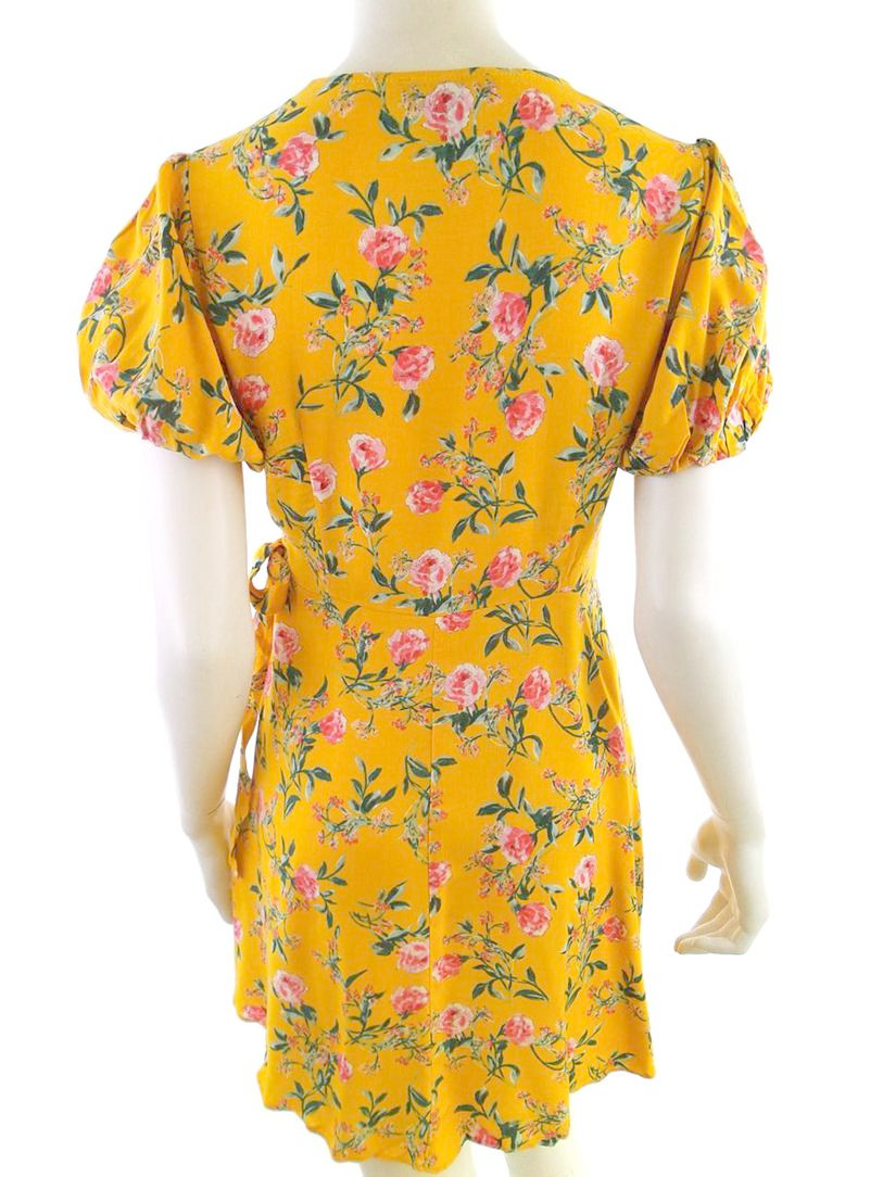 Forever 21 Rozmiar M Kolor Żółty W serek Sukienka Zawijana Krótki rękaw Krótka Materiał Rayon 100% Forever 21 Rozmiar M Kolor Żółty W serek Sukienka Zawijana Krótki rękaw Krótka Materiał Rayon 100%
