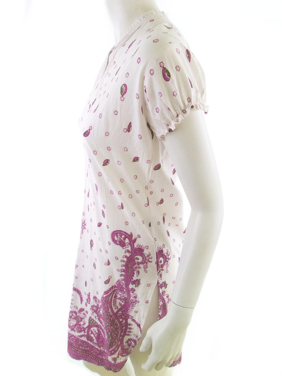 Vintage Rozmiar S Kolor Biały Paisley Kołnierz Tunika Bluzka Bezrękawnik Vintage Rozmiar S Kolor Biały Paisley Kołnierz Tunika Bluzka Bezrękawnik