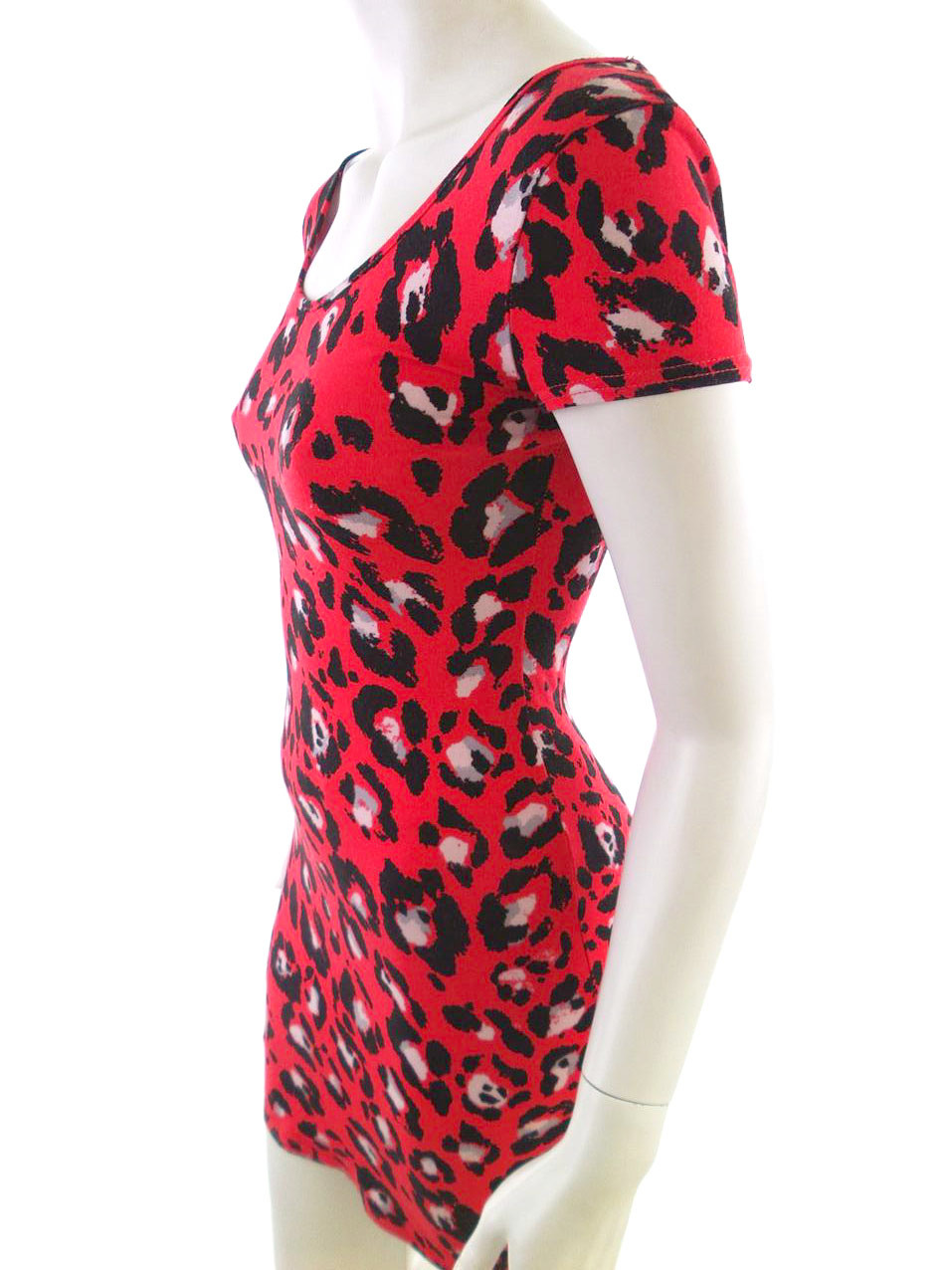 New look Rozmiar 12 (40) Kolor Czerwony Okrągły dekolt Sukienka Bodycon Krótki rękaw Krótka Materiał Wiskoza