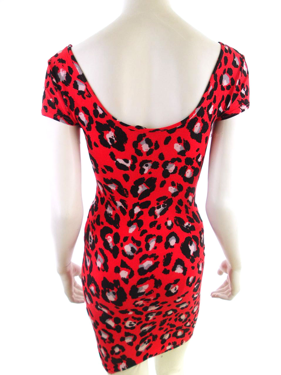 New look Rozmiar 12 (40) Kolor Czerwony Okrągły dekolt Sukienka Bodycon Krótki rękaw Krótka Materiał Wiskoza