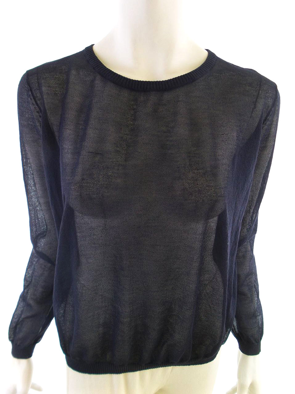 Maison scotch Rozmiar 2 Kolor Granatowy Crew Neck Sweter Długi rękaw Materiał Wiskoza Cienka dzianina