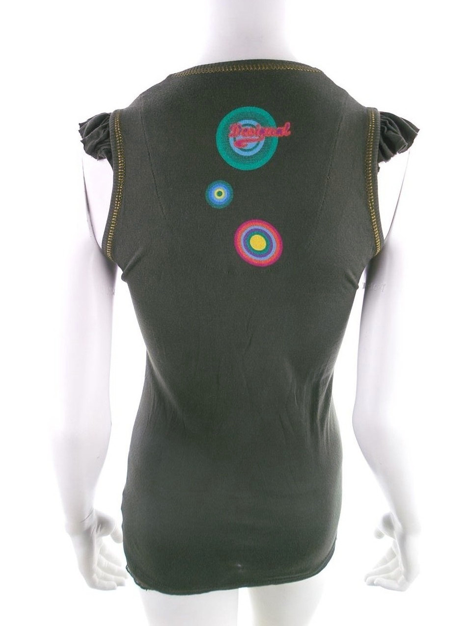 DESIGUAL Rozmiar S Kolor Zielony Geometryczny Okrągły dekolt Tunika Bluzka Bezrękawnik DESIGUAL Rozmiar S Kolor Zielony Geometryczny Okrągły dekolt Tunika Bluzka Bezrękawnik