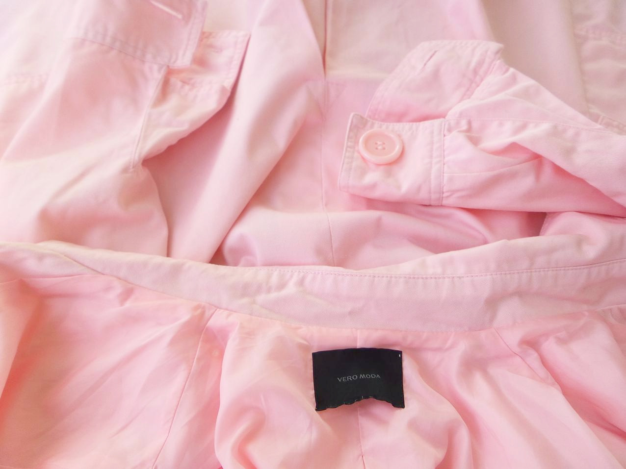 Vero moda Rozmiar L Kolor Pudrowy Róż Płaszcz Długi rękaw