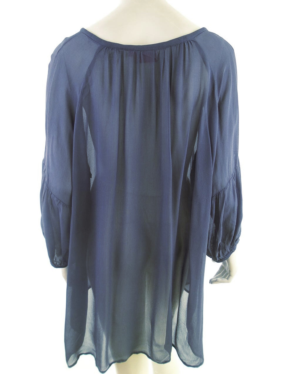 Memories Rozmiar XXXL Kolor Niebieski Okrągły dekolt Tunika Popover Bluzka Rękaw 3/4 Materiał Wiskoza 100% Memories Rozmiar XXXL Kolor Niebieski Okrągły dekolt Tunika Popover Bluzka Rękaw 3/4 Materiał Wiskoza 100%