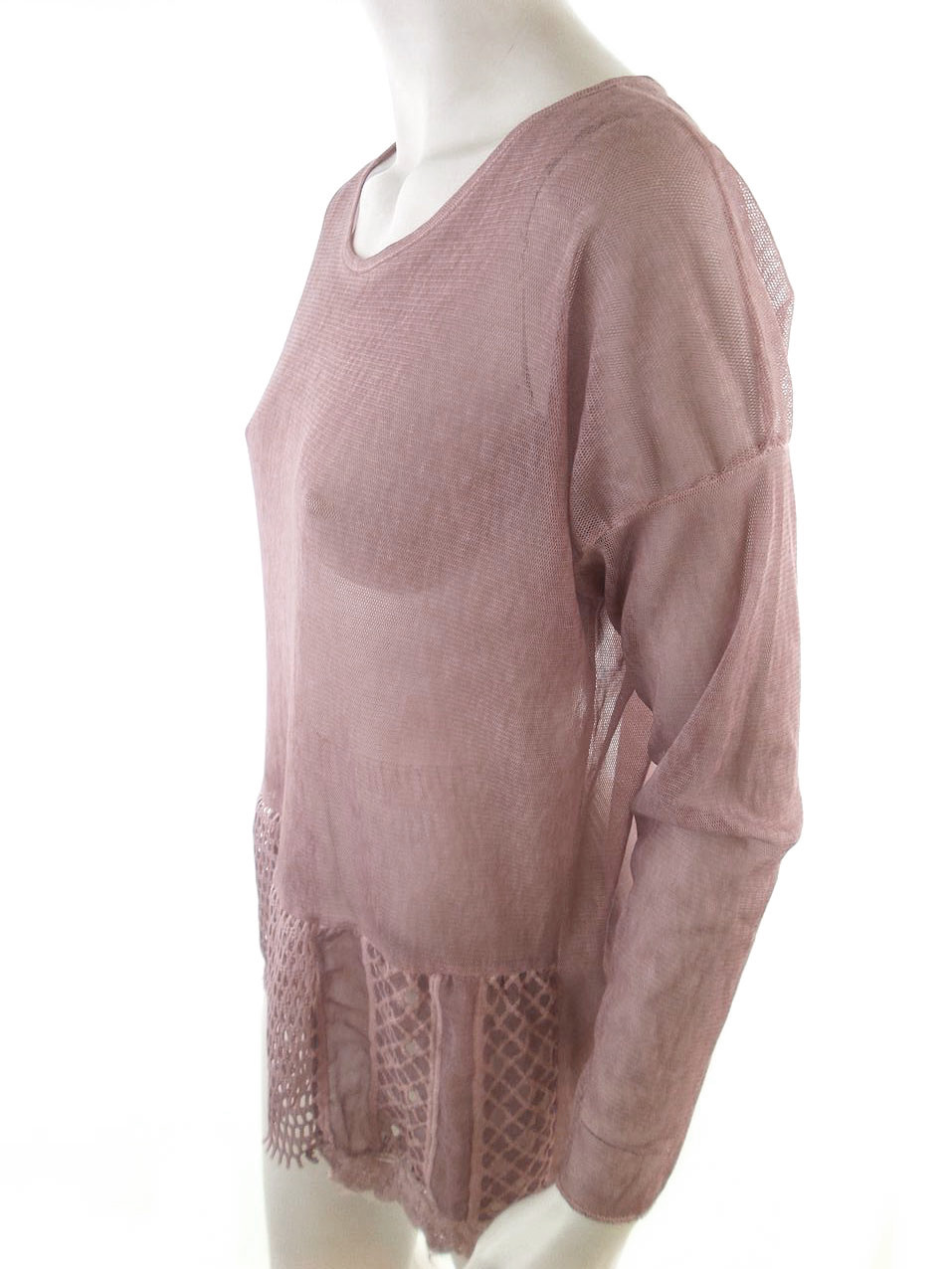 Vintage Rozmiar XXL Kolor Różowy Okrągły dekolt Tunika Bluzka Dzianina Rękaw 3/4 Vintage Rozmiar XXL Kolor Różowy Okrągły dekolt Tunika Bluzka Dzianina Rękaw 3/4