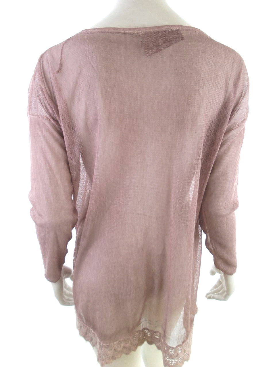 Vintage Rozmiar XXL Kolor Różowy Okrągły dekolt Tunika Bluzka Dzianina Rękaw 3/4 Vintage Rozmiar XXL Kolor Różowy Okrągły dekolt Tunika Bluzka Dzianina Rękaw 3/4
