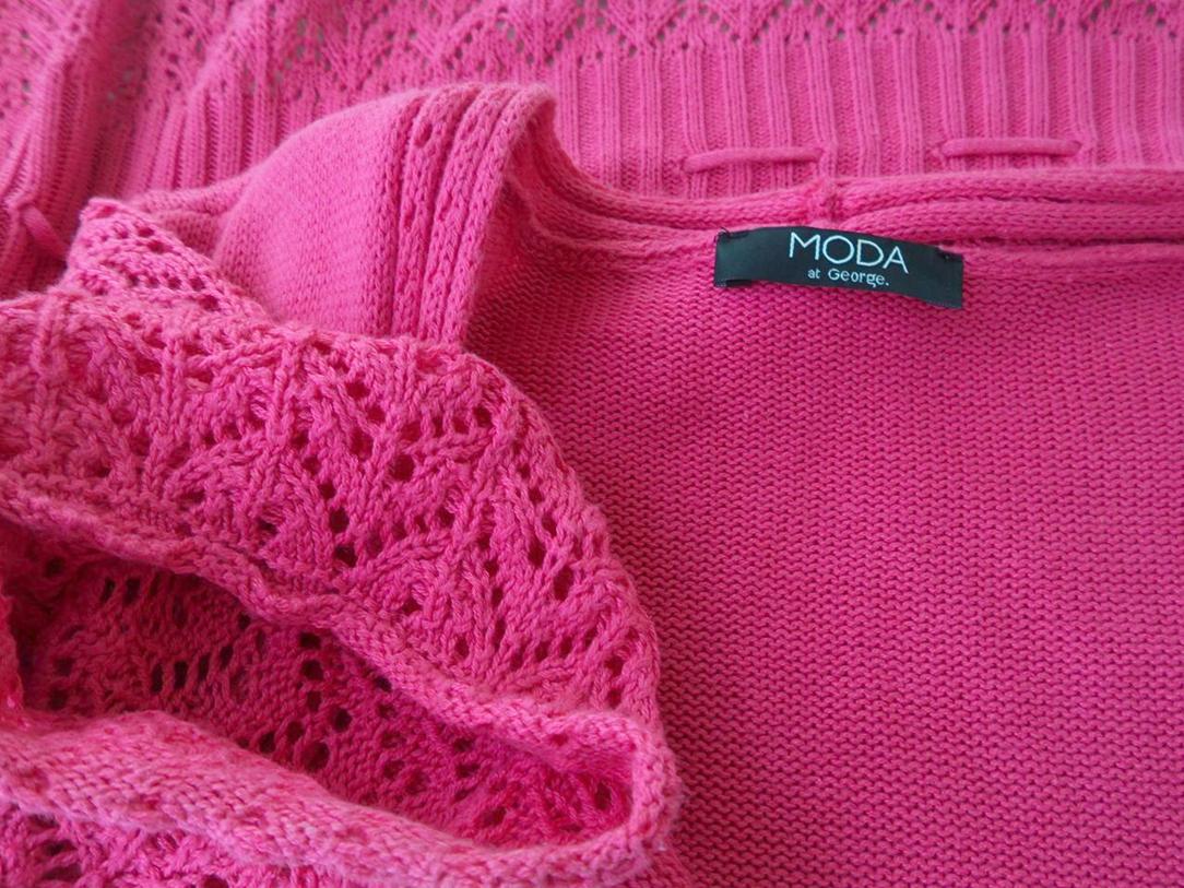 20180526_100823.jpg Moda at George Rozmiar 42 Kolor Różowy W serek Długi Kardigan Wiązany Krótki rękaw Materiał Bawełna Otwarta dzianina