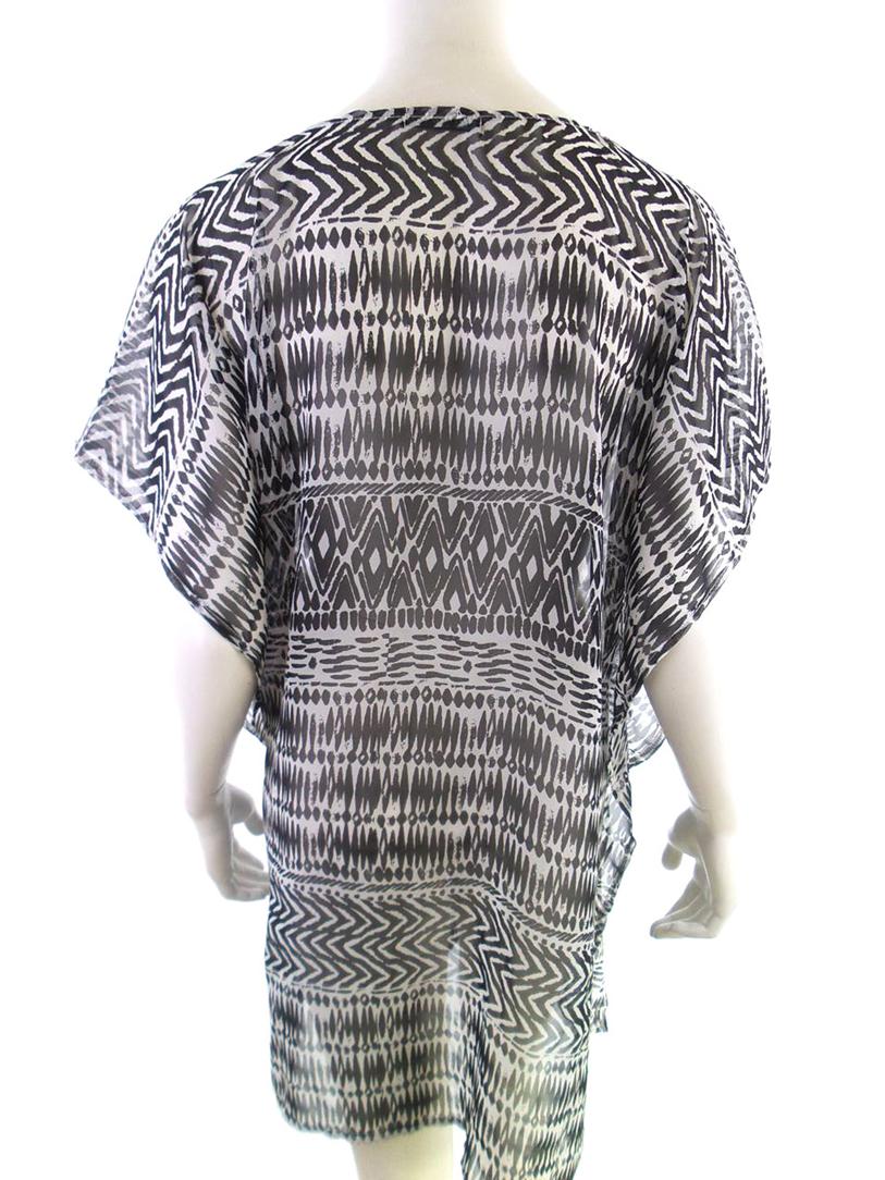 Mywear Rozmiar XXL Kolor Czarny Geometryczny Okrągły dekolt Tunika Bluzka Krótki rękaw Mywear Rozmiar XXL Kolor Czarny Geometryczny Okrągły dekolt Tunika Bluzka Krótki rękaw