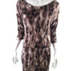 Warehouse Rozmiar 38 Kolor Brązowy W łódkę Sukienka Bodycon Rękaw 3/4 Do Kolan Materiał Wiskoza 100%