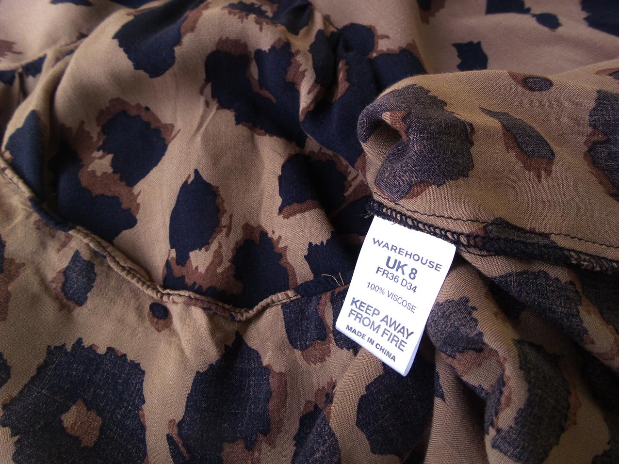 Warehouse Rozmiar 34 Kolor Brązowy Panterka W serek Tunika Bluzka Bezrękawnik Materiał Wiskoza 100%