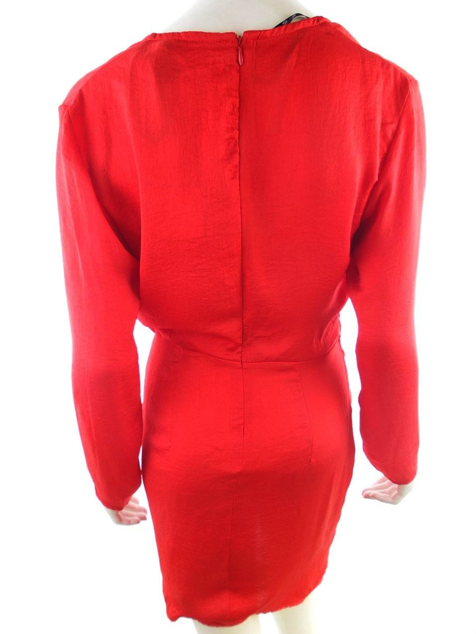 Missguided Rozmiar 40 Kolor Czerwony W serek Sukienka Ołówkowa Długi rękaw Do Kolan Missguided Rozmiar 40 Kolor Czerwony W serek Sukienka Ołówkowa Długi rękaw Do Kolan