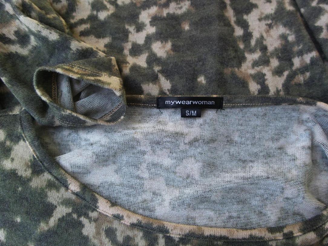 Mywear Rozmiar S/M Kolor Zielony Panterka W łódkę Tunika Bluzka Rękaw 3/4 Mywear Rozmiar S/M Kolor Zielony Panterka W łódkę Tunika Bluzka Rękaw 3/4
