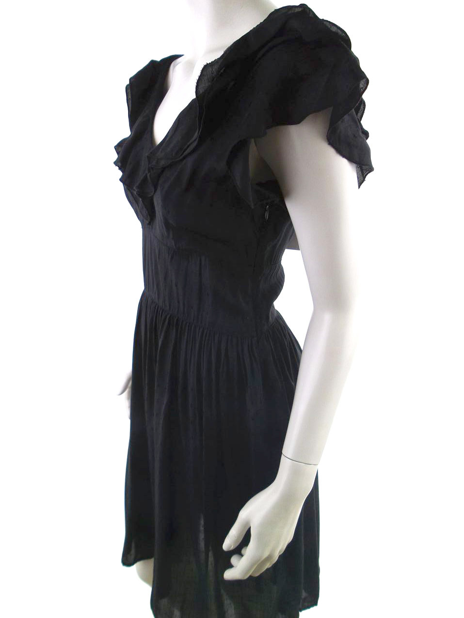 Union Boutique Rozmiar 10 (38) Kolor Czarny W serek Sukienka Sheath Krótki rękaw Do Kolan Materiał Wiskoza 100%