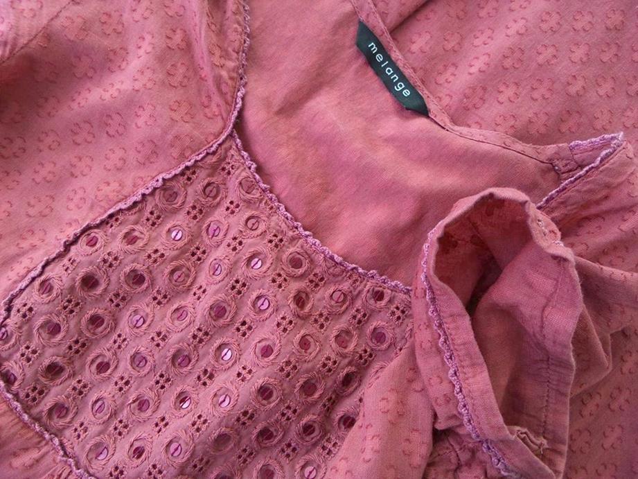 Melange Rozmiar S Kolor Różowy Kwadratowy dekolt Sukienka Prostokątna Krótki rękaw Midi Materiał Bawełna 100% Melange Rozmiar S Kolor Różowy Kwadratowy dekolt Sukienka Prostokątna Krótki rękaw Midi Materiał Bawełna 100%