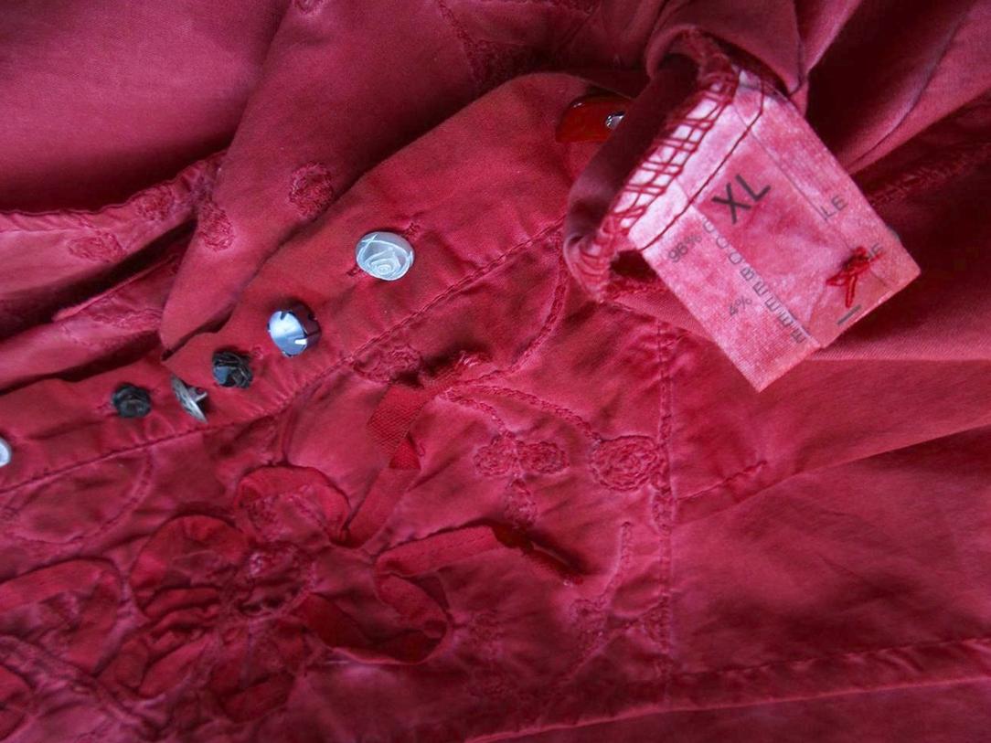 20180615_104335.jpg Bottega Rozmiar XL Kolor Czerwony Kołnierz Bluzka Zapinana Długi rękaw Materiał Bawełna