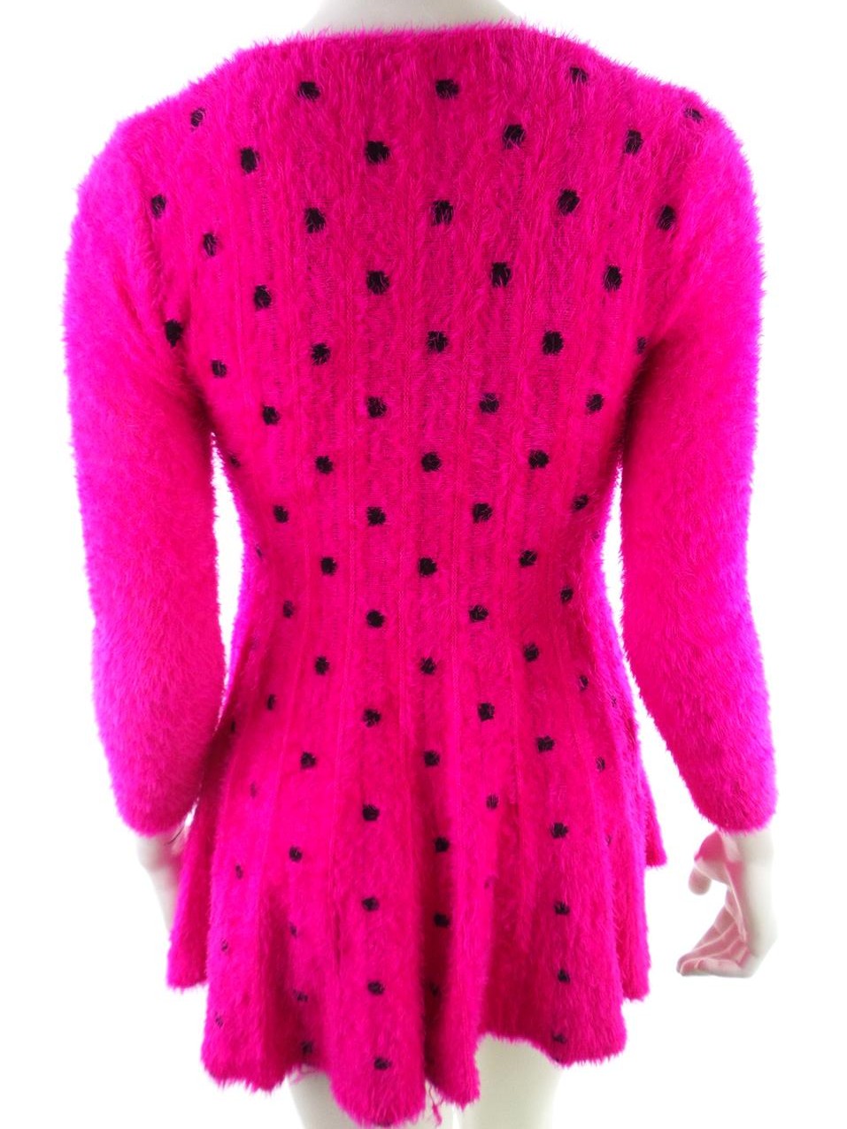 Vintage Rozmiar XS Kolor Różowy Grochy Okrągły dekolt Tunika Bluzka Dzianina Rękaw 3/4 Vintage Rozmiar XS Kolor Różowy Grochy Okrągły dekolt Tunika Bluzka Dzianina Rękaw 3/4
