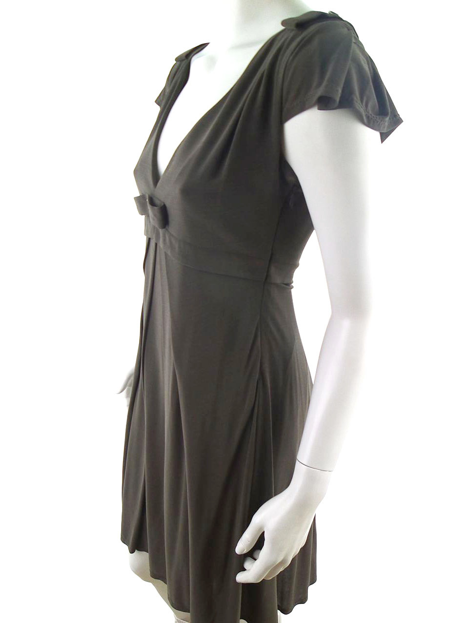 Karen MILLEN Rozmiar 38 Kolor Brązowy W serek Sukienka A-Line Krótki rękaw Do Kolan Materiał Wiskoza Karen MILLEN Rozmiar 38 Kolor Brązowy W serek Sukienka A-Line Krótki rękaw Do Kolan Materiał Wiskoza