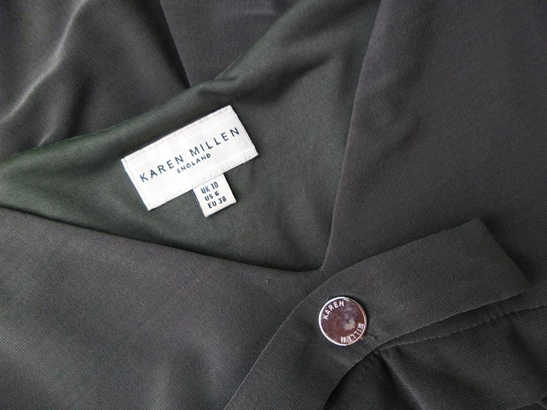 Karen MILLEN Rozmiar 38 Kolor Brązowy W serek Sukienka A-Line Krótki rękaw Do Kolan Materiał Wiskoza Karen MILLEN Rozmiar 38 Kolor Brązowy W serek Sukienka A-Line Krótki rękaw Do Kolan Materiał Wiskoza