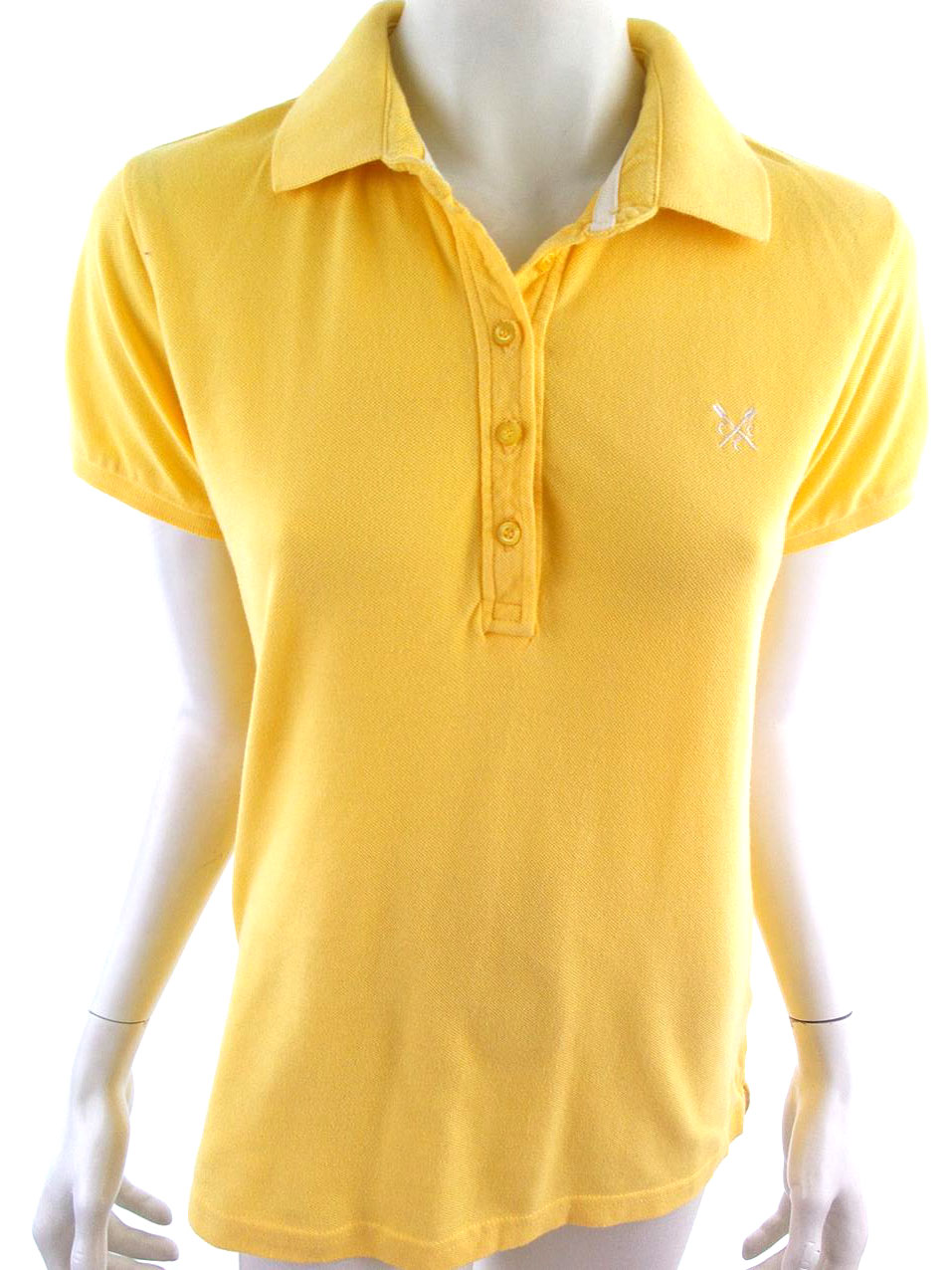 Crew Clothing Rozmiar 12 (40) Kolor Żółty Kołnierz Koszulka Polo Krótki rękaw Materiał Bawełna 100%