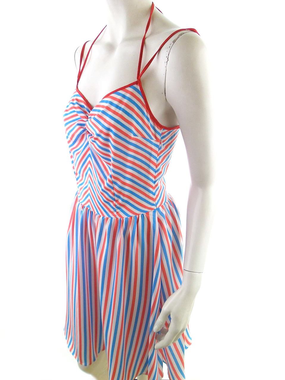 River island Rozmiar 10 (38) Kolor Niebieski Halter Sukienka Letnia Bezrękawnik Do Kolan