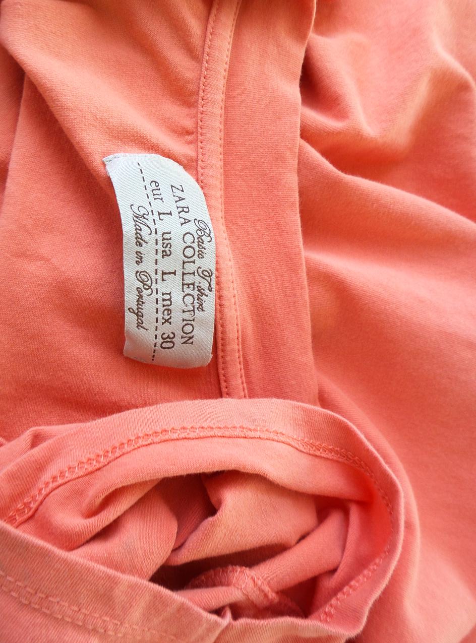 Zara Rozmiar L Kolor Różowy W serek T-Shirt Krótki rękaw Materiał Bawełna