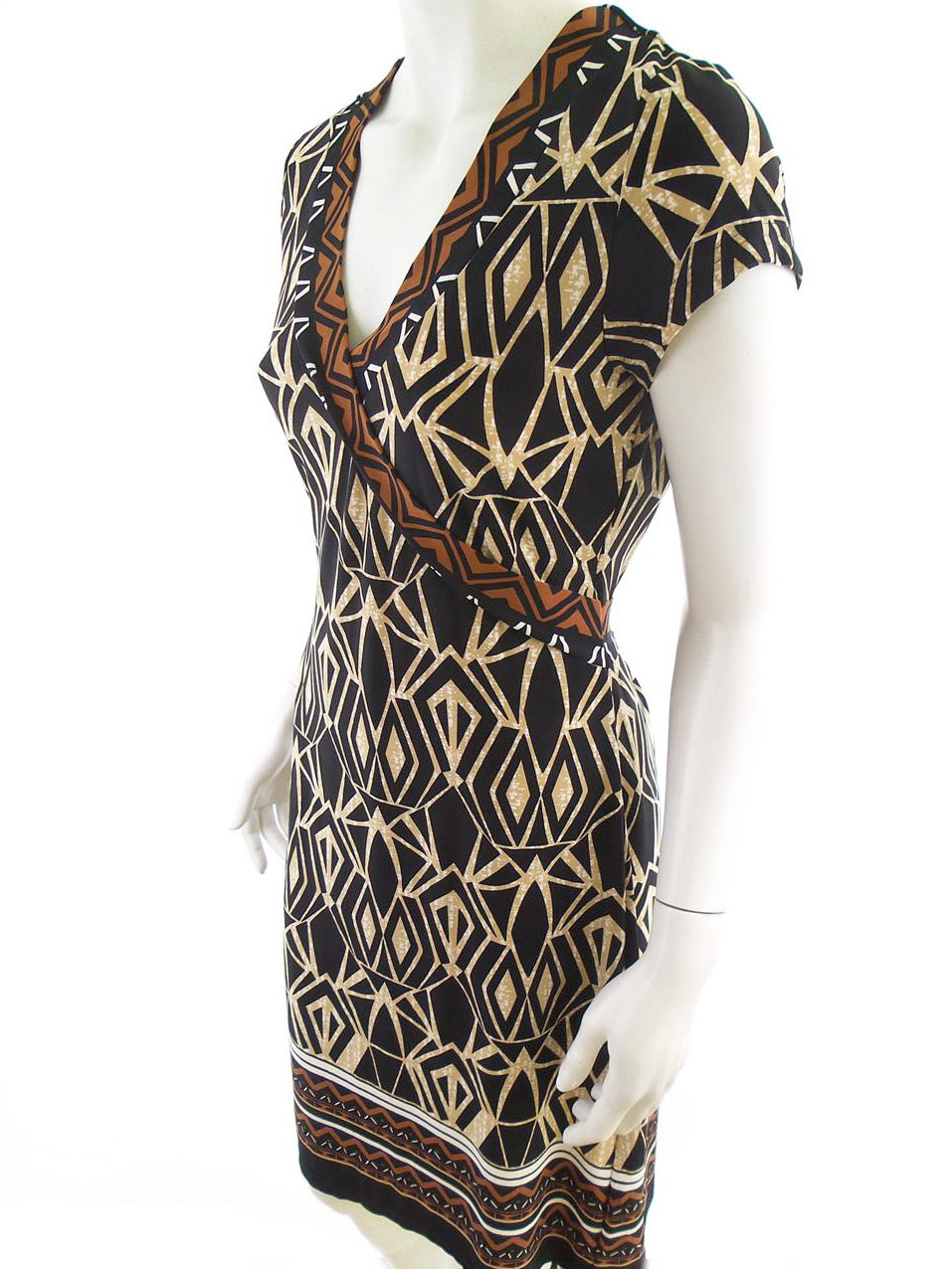 Vintage Rozmiar 38 Kolor Czarny W serek Sukienka Letnia Krótki rękaw Midi Vintage Rozmiar 38 Kolor Czarny W serek Sukienka Letnia Krótki rękaw Midi